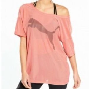 Puma Women’s Sheer Mesh Pink Athletic Top